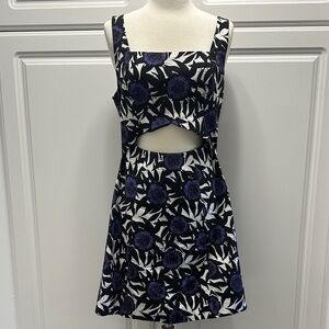 Rebecca Minkoff Black and Purple Floral Midi Dress